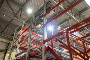 Low view of storage racking