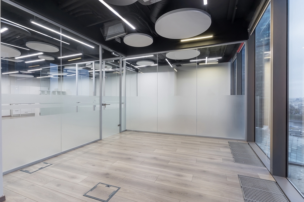 Office partitioning room with glass walls