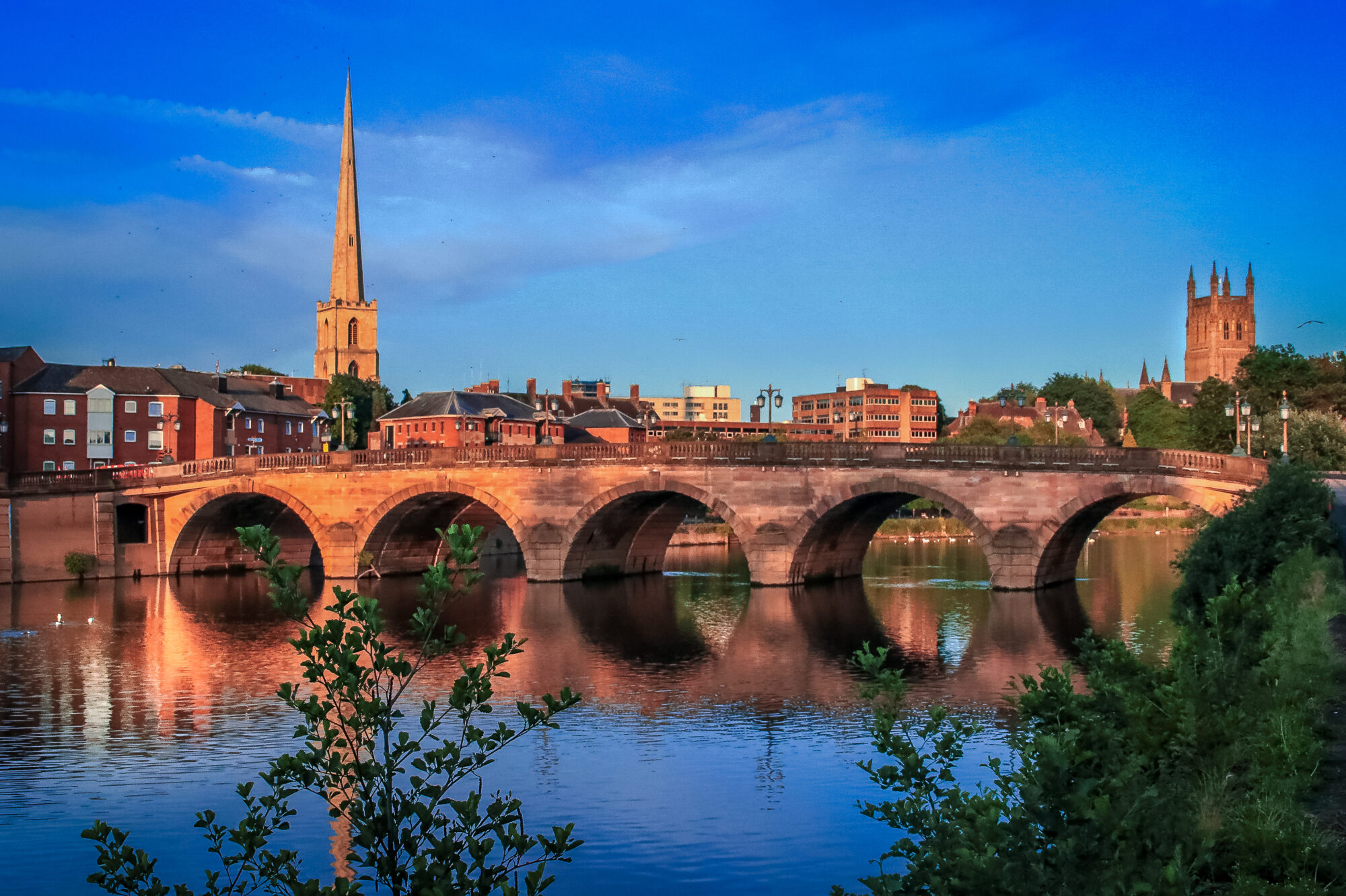 Worcester bridge and cathedral