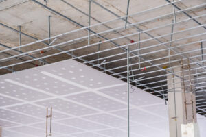 Suspended ceilings during construction